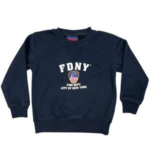 FDNY Crewneck Sweatshirt Boys Girls Unisex Youth Small 6/8 Navy Fleece Fire Dept